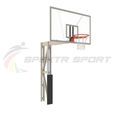 Купить Стойка баскетбольная уличная с защитой, щитом из оргстекла, аморт. кольцом и сеткой, вынос 225 см в Тобольске 