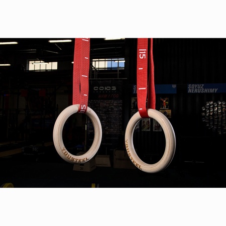 Купить Кольца гимнастические 32 мм красные стропы в Тобольске 