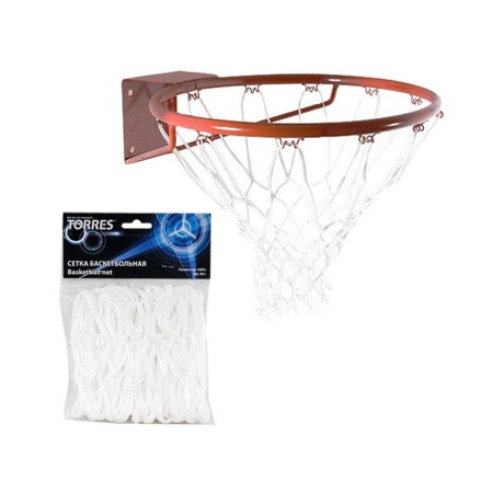 Купить Сетка баскетбольная Torres, нить 4 мм, белая в Тобольске 