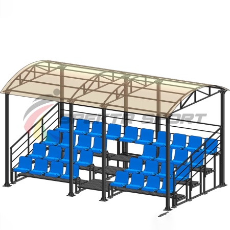 Купить Трибуна для зрителей 4 ряда на 34 места с навесом и перилами в Тобольске 